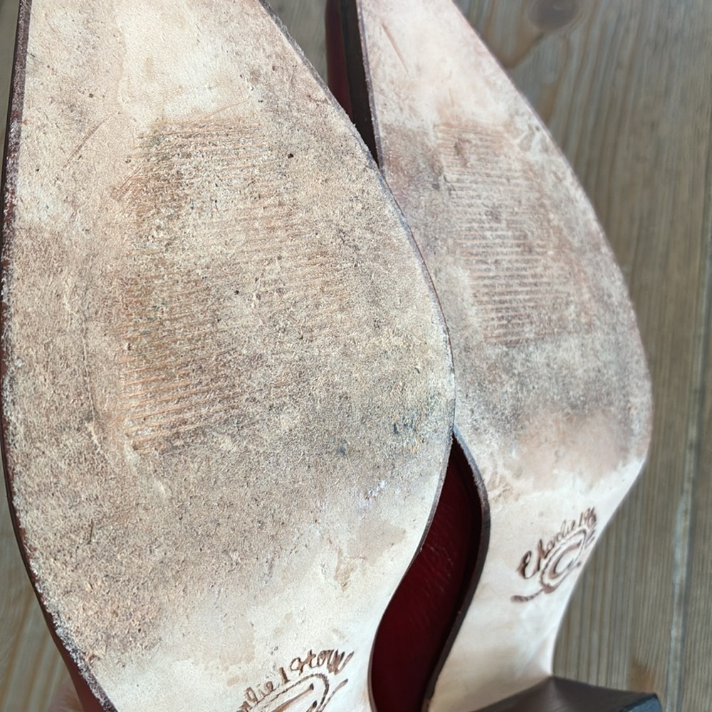 Charlie 1 Horse Lucchese Red Leather Western Mules - Picture 9 of 10